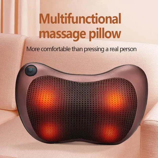 head Neck Seniority Pillow Deep Kneading Massager Use Body Cervical Lumbar Waist Leg Pain Relief Massager Health Carer(With Car Adapter included),Home and Office